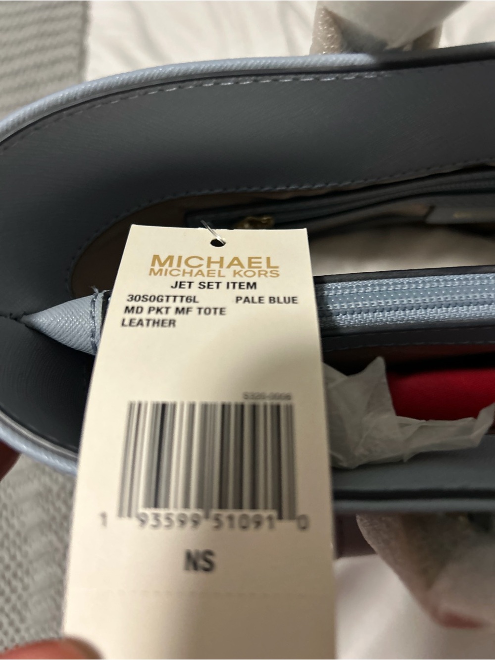 Michael Kors Pale Blue Leather Jet Set Medium Tote